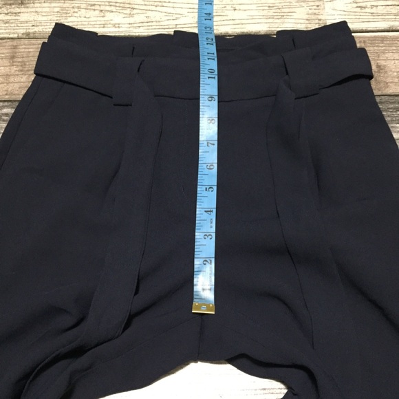 Express Ankle High Rise Pants Women’s 2 Navy Blue (Inseam 27.5) Tied Waist - Picture 3 of 9